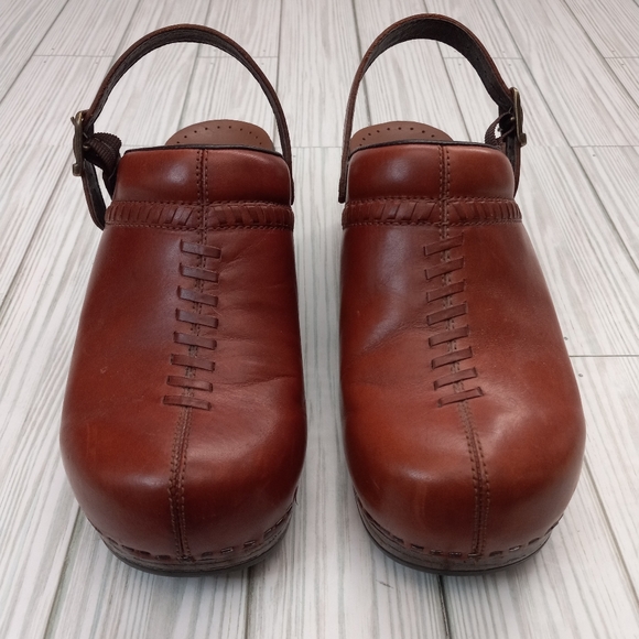 Dansko Braided Leather Clog Mules - Picture 3 of 11